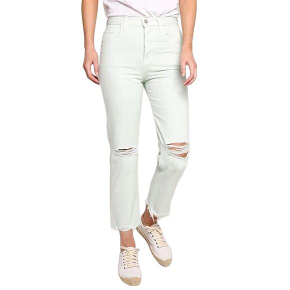 J Brand Wynne High Rise Cropped Straight Jeans 26 NWT Green Spearmint Distressed - Picture 4 of 12